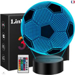 Linkax Cadeau Foot Garcon, Football Veilleuse Enfant 3D LED Lampe de Chevet