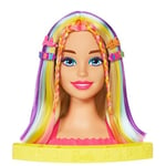 Barbie Ultra Chevelure Tête À Coiffer, Cheveux Blonds Lisses avec Mèches Arc-en-Ciel, Et Accessoires Color Reveal avec Changement De Couleur, Jouet pour Enfant de 3 Ans et Plus, HMD78