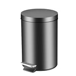 GONICVIN Pedal Bin, 3L Round Stainless Steel Bathroom Bin Kitchen Bin with Metal Lid, Rubbish Bin Trash Bin Waste Basket with Removable Inner Bucket for Kitchen, Home, Office (Black)