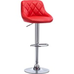 WOLTU Tabouret de Bar en Similicuir Tabouret pour bar-bistro avec repose-pied, Siège Hauteur réglable, Rouge