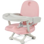 YOLEO Réhausseur Chaise Enfant Pliable, Chaise Haute Bébé Portable, Rehausseur Siège Bébé, Bébé Chaise repas en Hauteur Réglable, Plateau Amovible, 6 mois à 3 ans, Rose