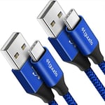 etguuds USB C Cable 60CM 2-Pack, USB A to USB-C Cable Fast Charging Braided USB-C Charger Cable for Samsung Galaxy S23 S21 S20 S10 S9 S8 Plus S10E (Blue)