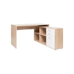 London Bureau d'angle classique décor chene sonoma et blanc brillant - l 136 cm