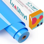 Lya Vinyl Heat Transfer Vinyl 12" x 30ft Light Blue Iron On Vinyl Roll for Cricut, Silhouette Cameo, Premium HTV for DIY Clothes, Bags, Shoes and Other Textiles