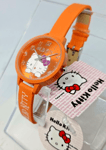 Hello Kitty Montre Femme Bracelet en Cuir Orange Seulement L'Heure , Idée Cadeau