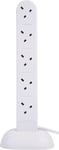 10 Gang Tower Extension Lead, 2m White Cable way plug socket multi