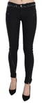 C'N'C Costume National Jean Noir Taille Basse Fermeture Éclair Jambe Skinny S.