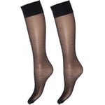 Deocy Silk Look 20d Kneehighs Strumpbyxor 2P Svart polyamid One Size Dam