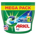 Ariel 4in1 PODS, Lessive Liquide En Capsules 45 Lavages, +Active Odor Defense, Touch Of Febreze, Une Odeur De Propreté 2x Plus Longue