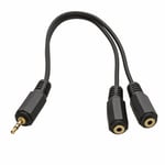 2.5mm Stereo Audio Jack Splitter Y Adapter Cable Lead Plug to 2 Socket Gold 20cm