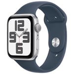 Apple Watch SE GPS + Cellular (2023) Silver Aluminium Bracelet Sport Band Storm Blue 44 mm - M/L