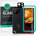 2 Pièces Verre Trempé Pour Asus Rog Phone 8 Pro 5g 6.78"",9h Dureté Protection Écran,Avec 1 Pièce Protection Caméra,1 Pièce Film Arrière,Facile À Installer