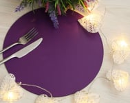 Set of 8 Elementary Purple Bonded Leather Round Placemats - Made in UK