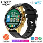 Lige-Montre Intelligente De Fitness Pour Homme,Extérieur,Positionnement Boussole,Contrôle D'accès Ndavid,Étanche Ip68,Montre Intelligente De Santé,400mah, - Type Gold Black