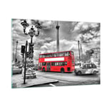 Impression sur Verre 120x80cm Tableaux Image Photo Trafalgar square taxi londres