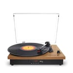 PRIXTON Studio - Tourne Disque Vinyle Vintage - Lecteur de Vinyle et de Musique Via Bluetooth USB, Carte SD et Radio - 2 Haut-parleurs intégrés - Housse Anti-poussière (Bois)