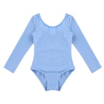 Kaerm Enfant Fille Justaucorps Danse Classique Gymnastique Tenue Danse Ballet Manche Longue Léotard Body Sport Yoga 3-12 Ans Bleu 10 Ans