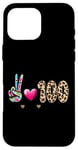 Coque pour iPhone 16 Pro Max Peace Love 100 Days Of School Cœur léopard