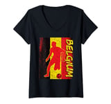 Womens Belgium Football - Belgium flag Jersey Graphic V-Neck T-Shirt