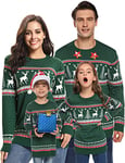 Wayleb Pull Noël Famille Pull Hiver Noël Femme Chaud Col Rond Famille Pull Noël Tricoté Femme Élastique Couples Pulls Pull Hommes Femmes Enfants Doux Confortable