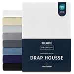 Dreamzie Drap Housse 120x200 cm, Jersey 100% Coton Premium, Hauteur De Matelas Jusqu'à 22 cm, Hypoallergénique, Oeko-Tex, Blanc