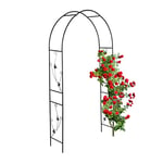 Relaxdays Arche à rosiers en métal, Portail Jardin, HxLxP : 227x135x37 cm, tuteur Solide pour Plantes grimpantes, Noir