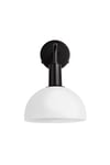 Sleek Opal Glass Dome Wall Light, 8 Inch, White, Black holder