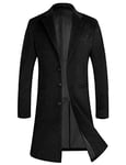 iCKER Mens Wool Coat Long Trench Coat Peacoat Jacket Slim Fit Casual Overcoat Outwear