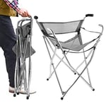 Freshore - Canne-siège, tabouret de camping pliable en canne, robuste et portatif, pour personnes âgées, grande taille, Gris