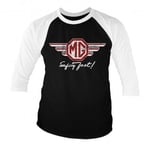 Hybris M.G. Wings Baseball 3/4 Sleeve Tee (White-Black,XXL)