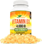 Vitamin D 4,000 IU Softgels, Maximum Strength Vitamin D3 Supplement, 365