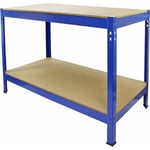 MonsterShop Etabli de Travail q-rax Bleu 100cm Bricolage Rangement Atelier mdf Table de Travail Garage 400Kg Max Capacité 200Kg par Planche…