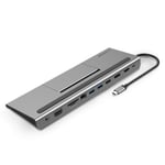 LENTION USB C Docking Station with 100W PD, 4K HDMI/DisplayPort, VGA, Ethernet, Card Reader, USB 3.0/2.0, Aux Adapter Compatible 2016-2020 MacBook Pro, New Mac Air/Surface, More (C95, Space Gray)