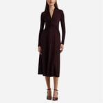 Twist-Front Stretch Jersey Dress - Pinot Noir