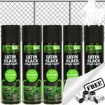 5 x Autotek SATIN BLACK Spray Paint For Metal Fence, Gate, Grills, Pipes +G+CP