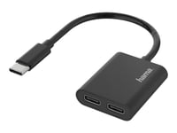 Hama - Usb-Adapter - 24 Pin Usb-C (Hane) Till 24 Pin Usb-C (Hona) - Thunderbolt 3 - Usb-Strömleverans (5A, 100W), Usb-Ström + -Ljud - Svart