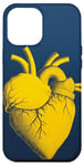 Coque pour iPhone 14 Pro Max Croquis jaune réaliste en forme de cœur