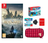 Nintendo Switch Neon Red & Blue, Sports, Hogwarts Legacy, 12 Month Membership & Pikachu Case Bundle, Red,Blue