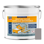 Peinture façade PROCOM crépi, façade à relief, imperméabilisation et protection des façades - Durable jusqu'à 10 ans 10 litres Gris taupe (RAL 7036)