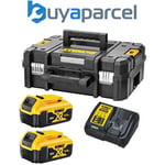 Dewalt DCB184 5.0ah 18v XR Lithium Battery Twin Pack + DCB115 Charger Tstak Case