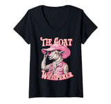 Womens The Goat Whisperer Goat Lover Cute Cowgirl Country Farm Girl V-Neck T-Shirt