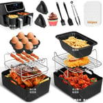 12 Pcs Accessoires pour Friteuse à Air pour Ninja Dual Air Fryer Ninja Dual AF300UK AF400UK Air Fryer avec 100 Feuilles de Papier