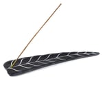 Incensse Stick Burner Leafshaped Black Soapstone -- 25X6.5 C