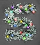 SHATCHI 2m/200cm Pre-Lit Christmas Garland Lapland Fir for Fireplaces Home Wall Door Stair Snow Flock Artificial Xmas Tree Garden Yard Decorations with 50 Multicolour LEDs