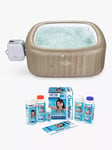 Lay-Z-Spa Palma HydroJet Pro Square Hot Tub with LED Lights, Cover & Clearwater Spa Chemical Starter Kit, 7 Person