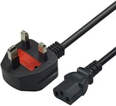 TRD UK Kettle Lead 1M Power Lead 0.5M, 2M, 3M & 5M 3 pin power cable for TV, pc, monitor, plug, printers power cord (1M)