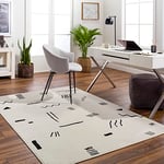 Livabliss Empoli Tapis Moderne Abstrait - Tapis Salon, Salle à Manger, Chambre Adulte et Ado, Cuisine - Tapis Design Marbre Moucheté Multicolore, Tapis Poil Ras Doux 200x275cm - Noir, Gris, Blanc