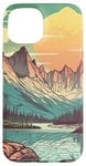 Coque pour iPhone 15 Rocky Mountain Lake Vintage Paysage graphique