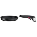 Tefal Ingenio Eco Resist Poêle 20 cm, Induction, Indicateur de démarrage de cuisson, L3970202 & Ingenio Poignée amovible noire, Verrouillage sécurité 3 points, Garantie 10 ans, Expertise L9863302