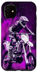 Coque pour iPhone 11 Violet Pop Art Imprimé Animal Drapeau US Dirt Bike Moto